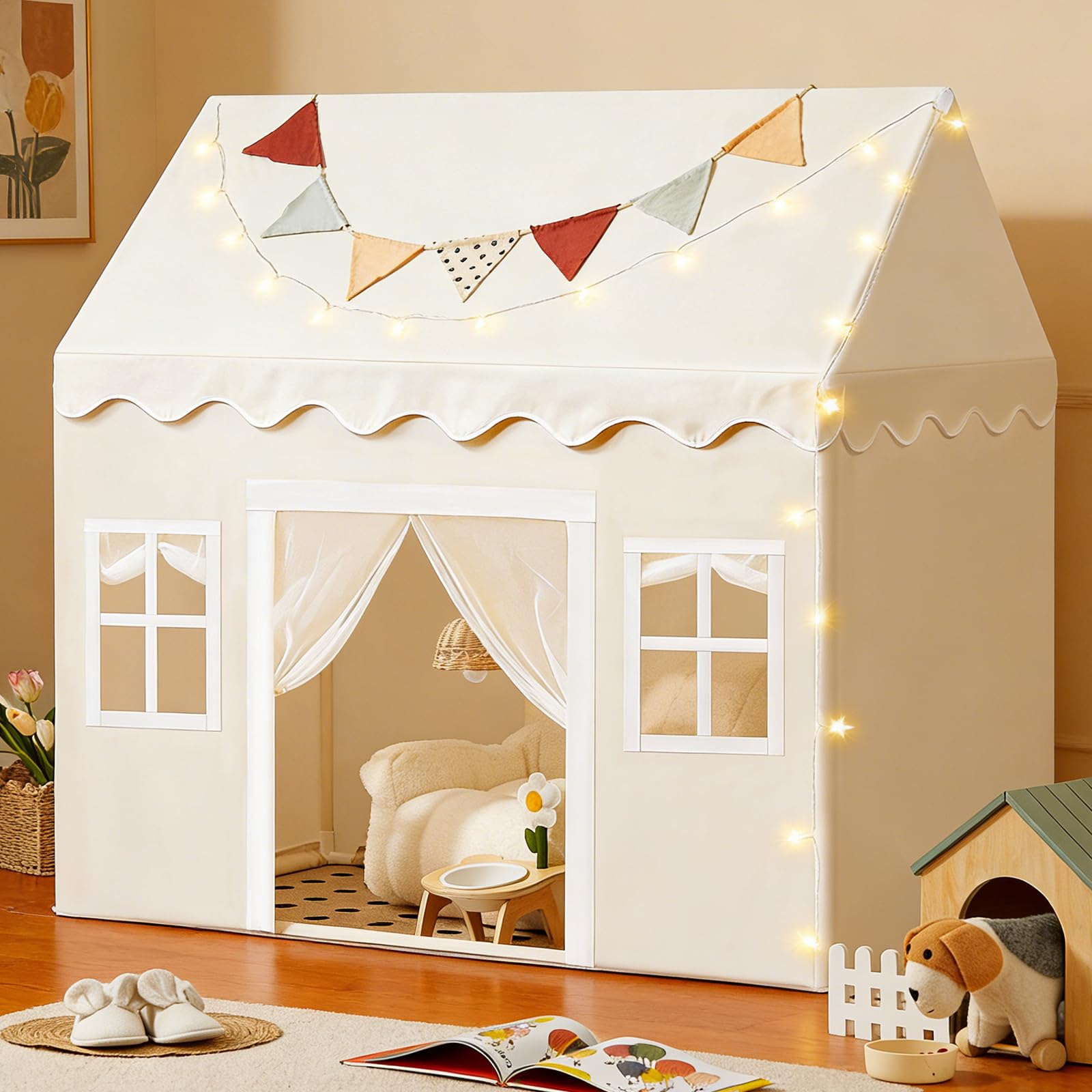 Tiny Land Kids Play Tent interior with padded mat 53in high 52in wide