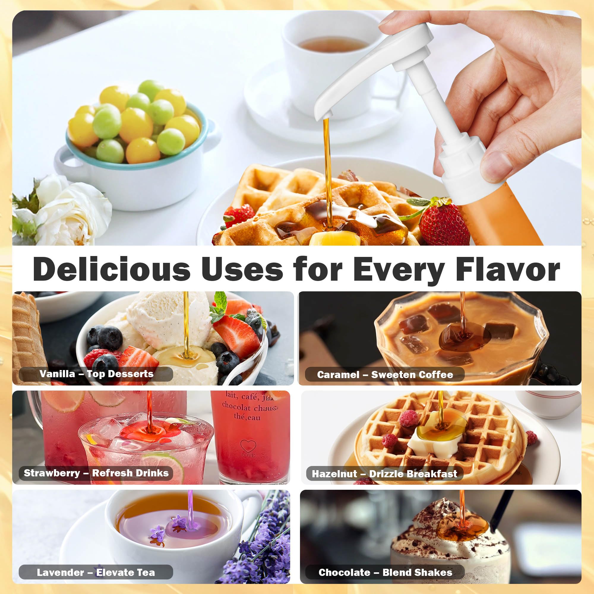 Coffee bar syrup dispensing kit with tip covers