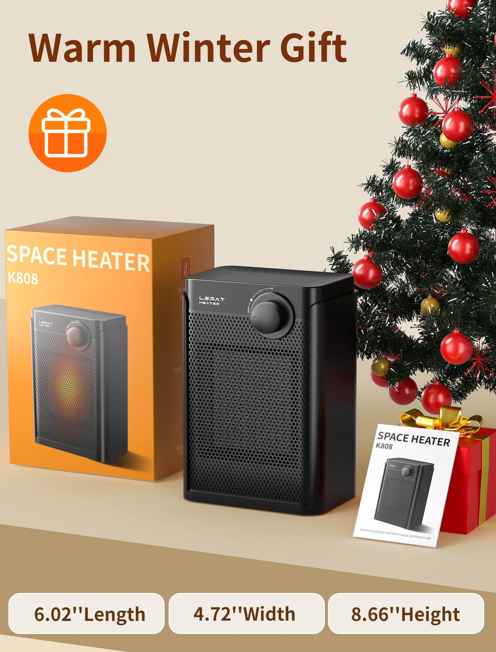 Tip-over protection feature of Lerat space heater