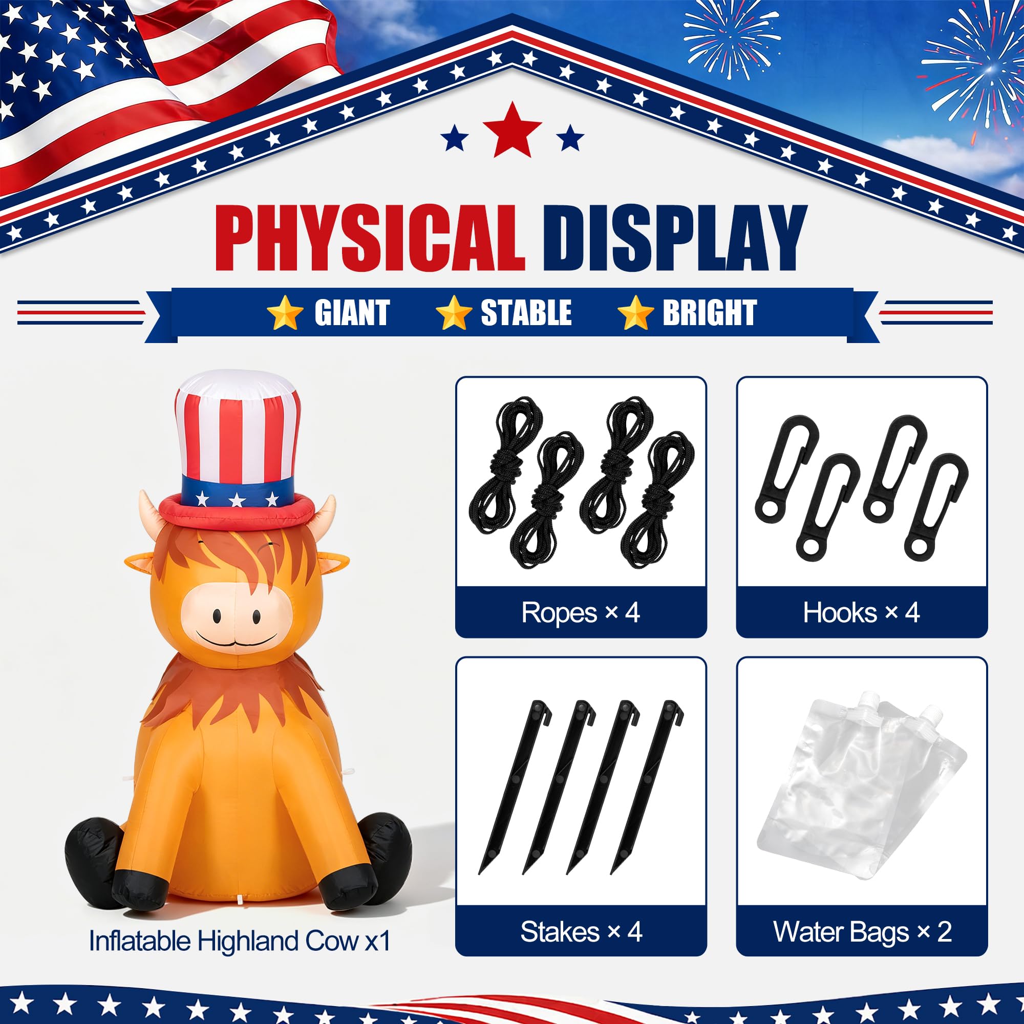 Front yard display with TISEJOY Highland Cow inflatable