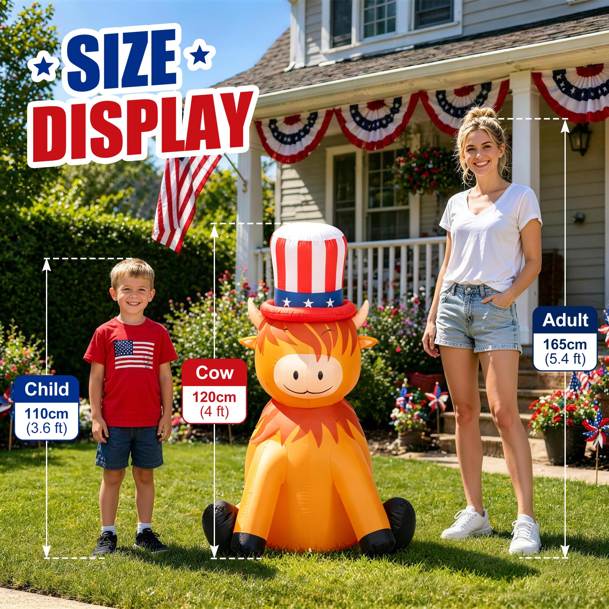 Weatherproof 210T polyester Highland Cow inflatable by TISEJOY
