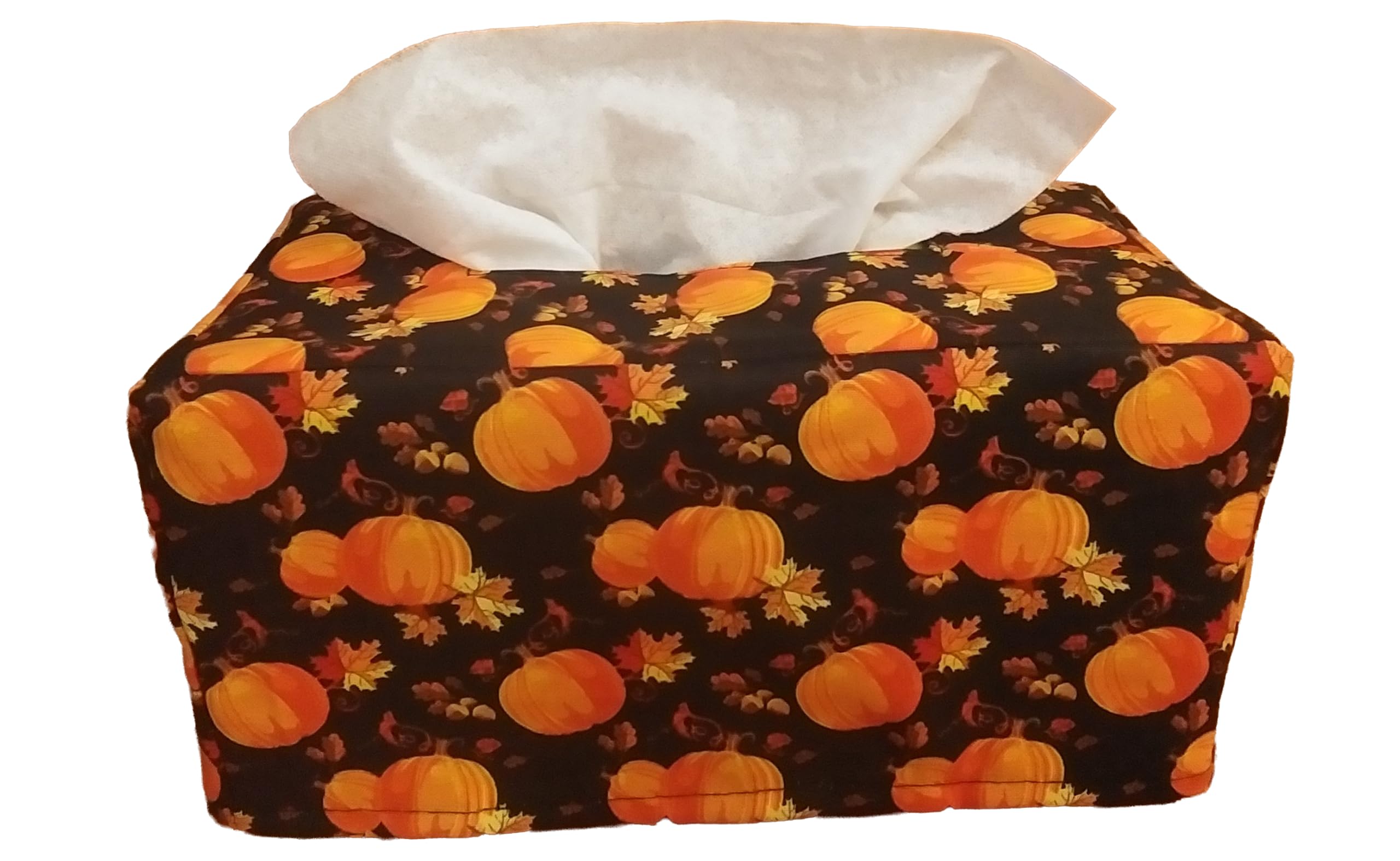 Tissue Box Cover rectangle pumpkins acorns fall leaves fabric decor