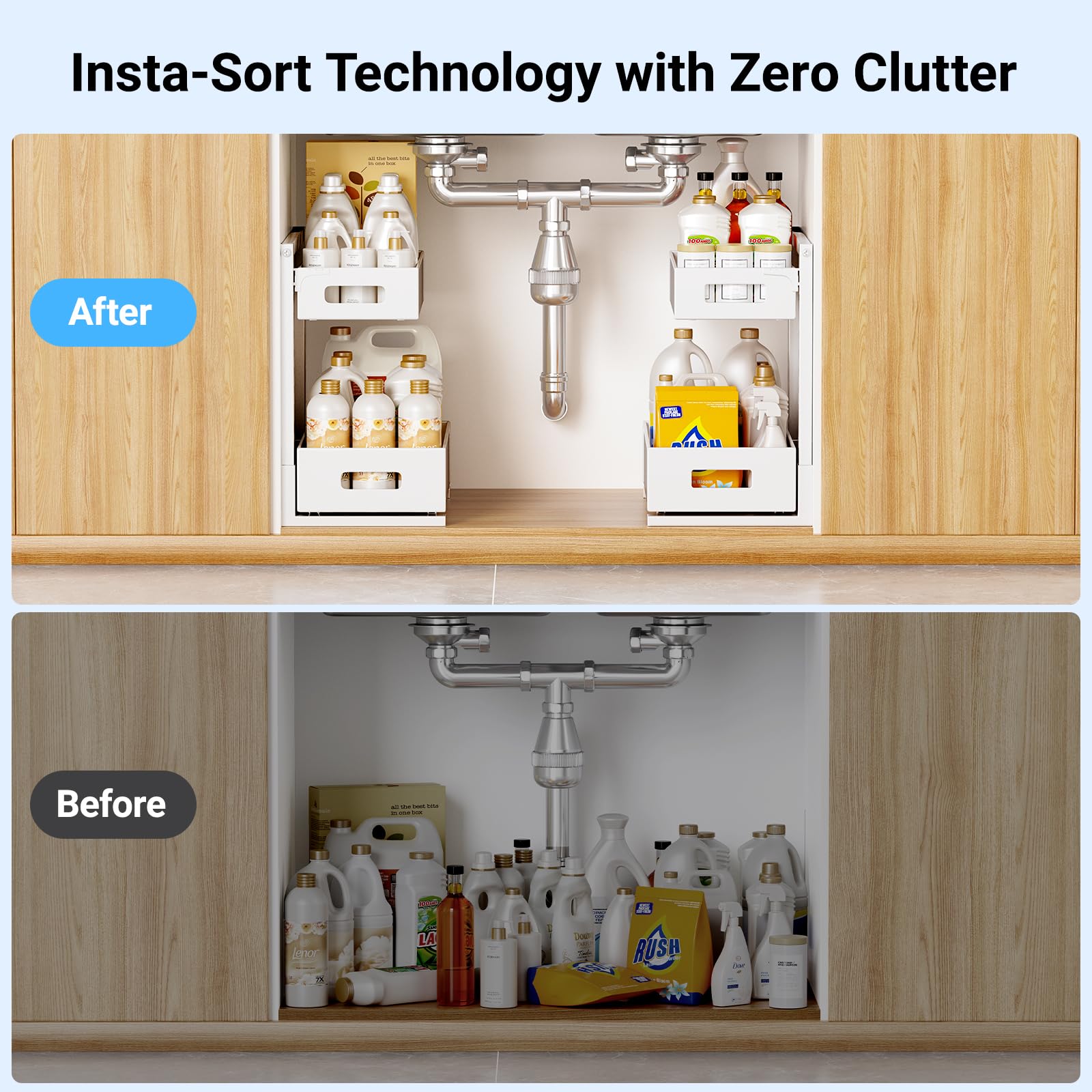 Under sink storage maximize organization in white finish