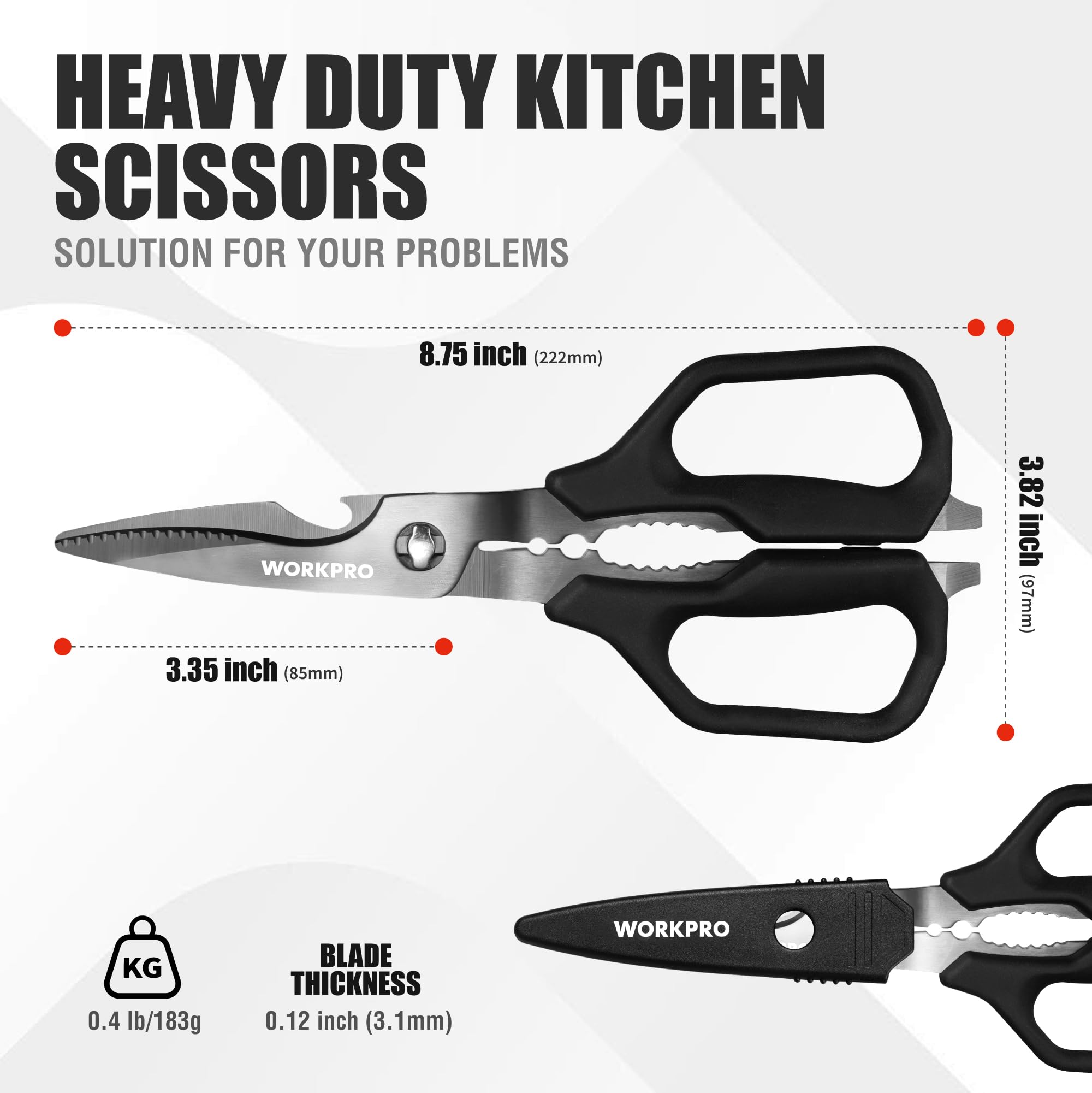 Titanium coated blades on all purpose kitchen shears