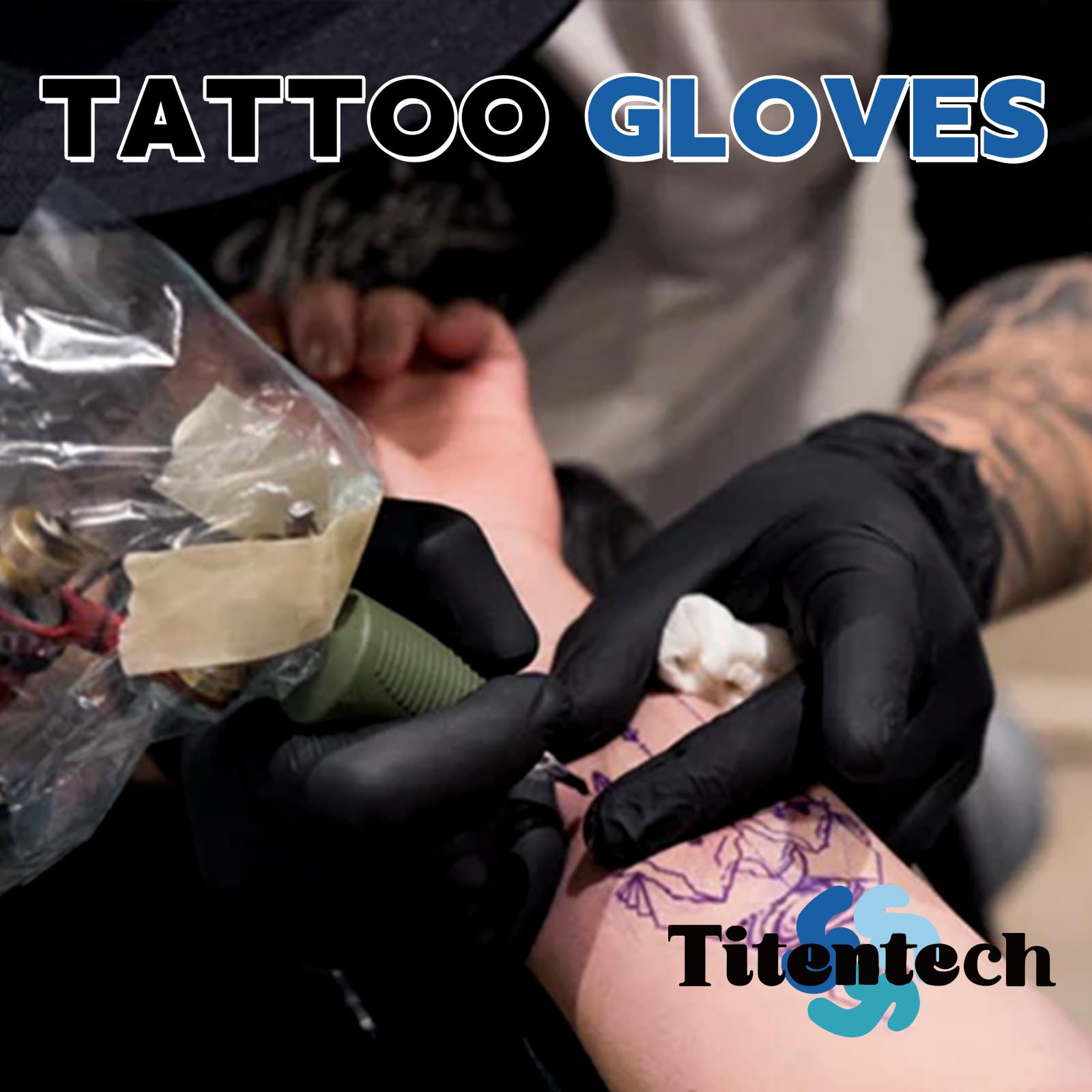 Large size black nitrile gloves 100pcs for tattoos