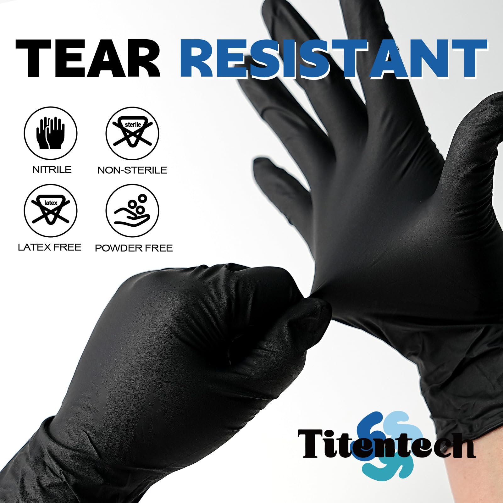 Titentech nitrile gloves 3mil thickness for food prep