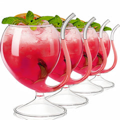 Tlence straw wine glass 4 pack 12 oz built-in straw