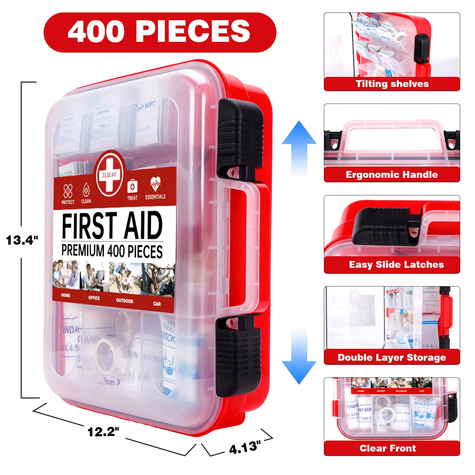 Durable wall-mountable plastic case with easy-slide latches