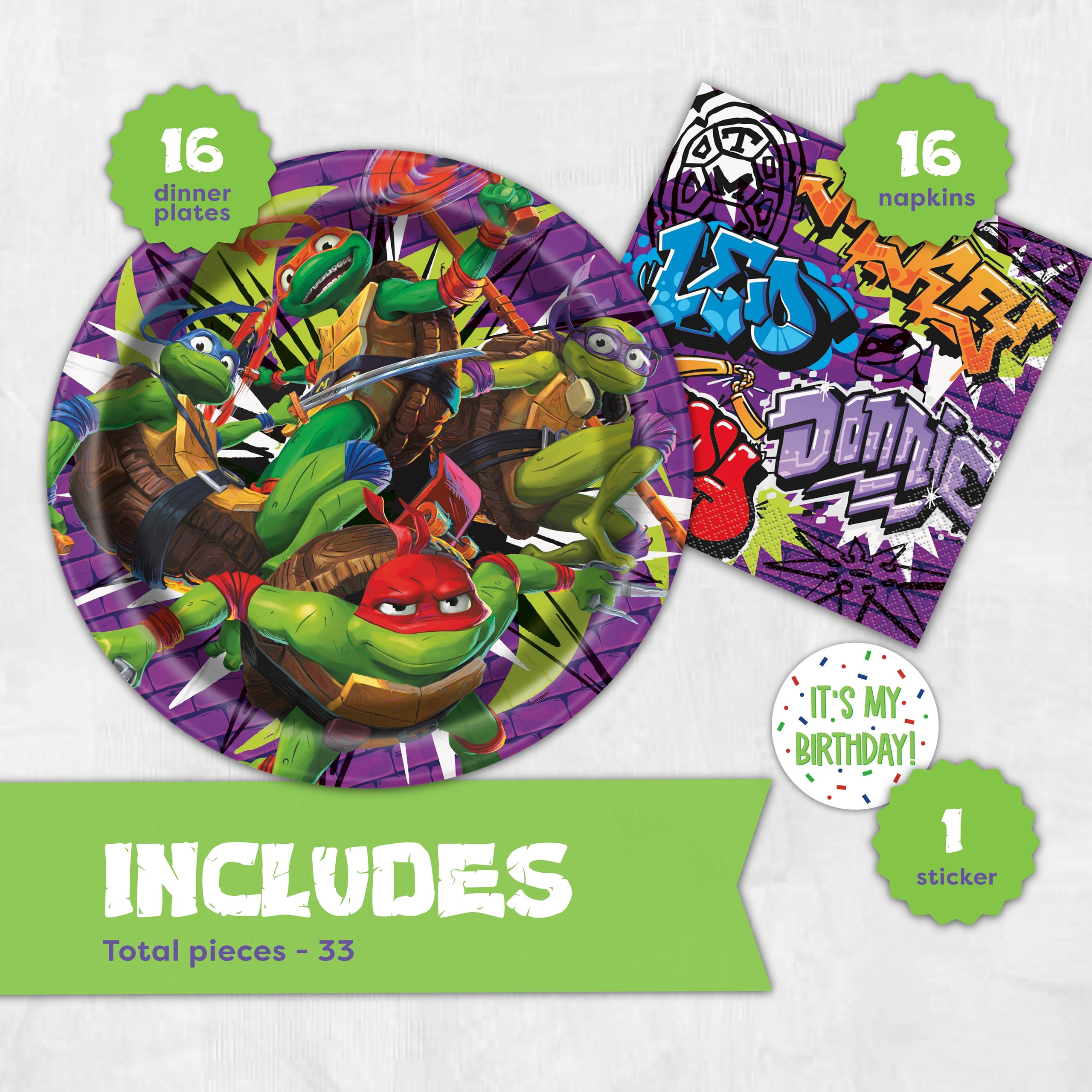 tmnt mutant mayhem napkins 16 pack