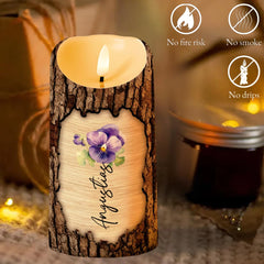 Personalized LED candle for daughter 3x5 size with floral design