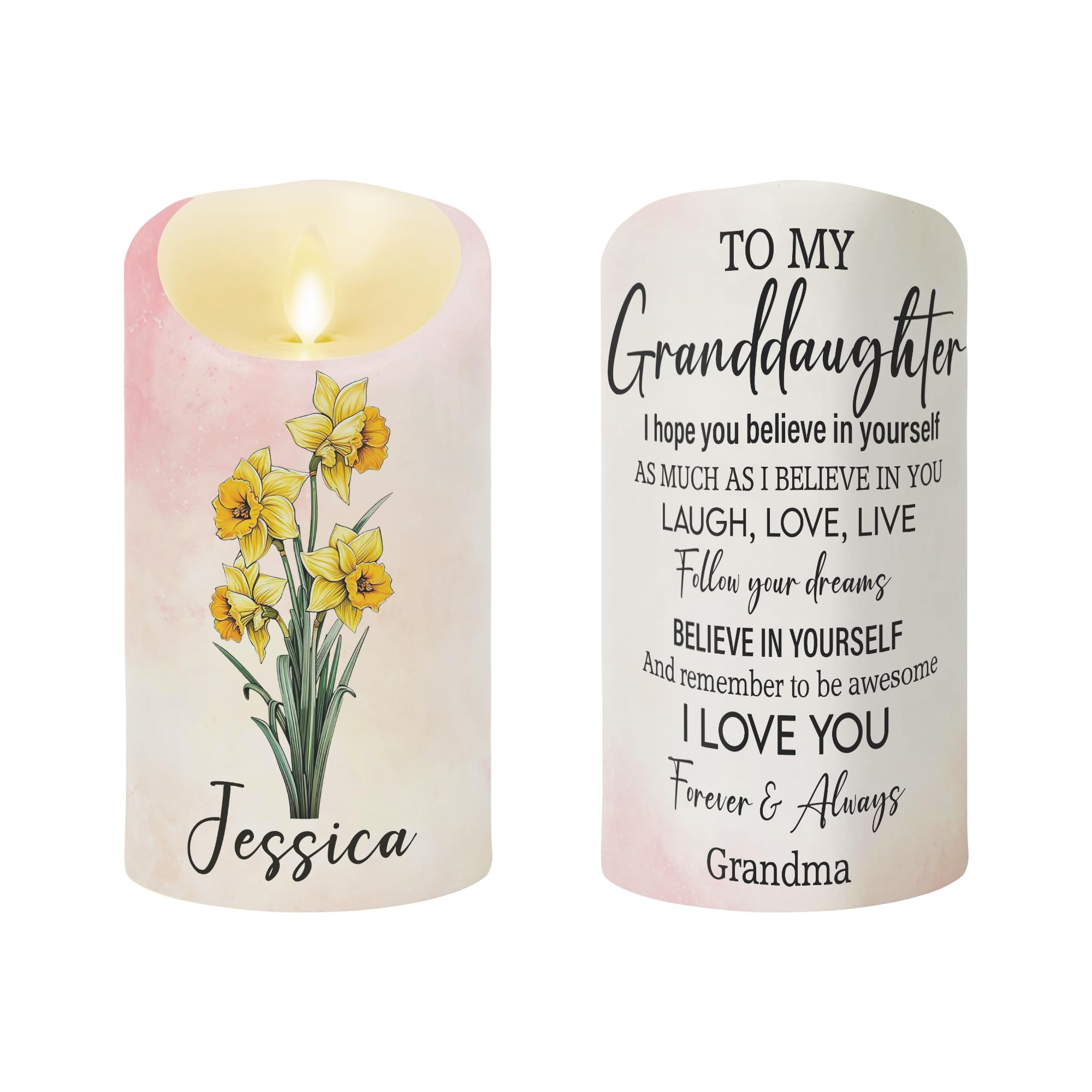 To My Granddaughter Personalized Led Candle 3x6 in size