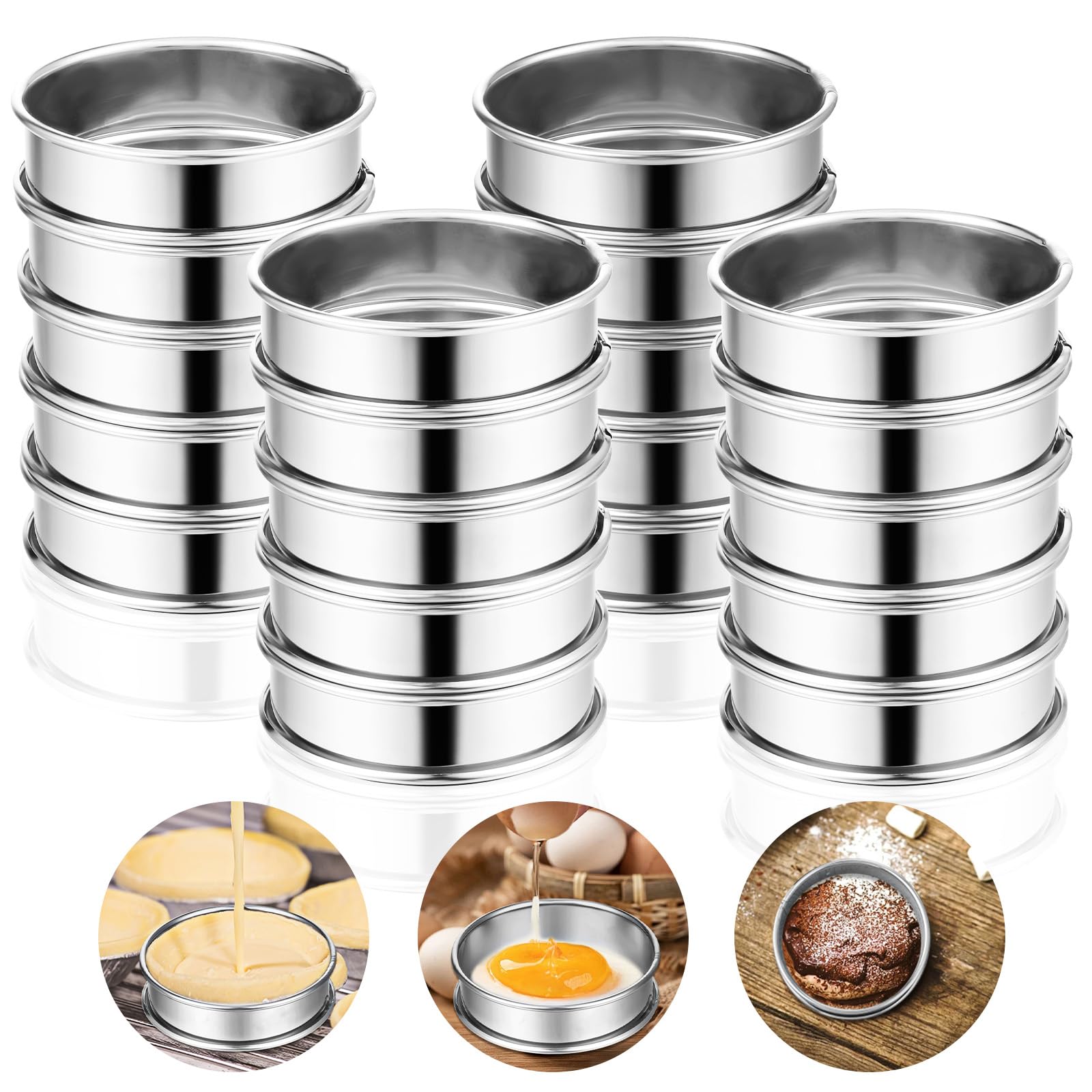 Tobeelec English muffin rings 8cm diameter 2.3cm height silver
