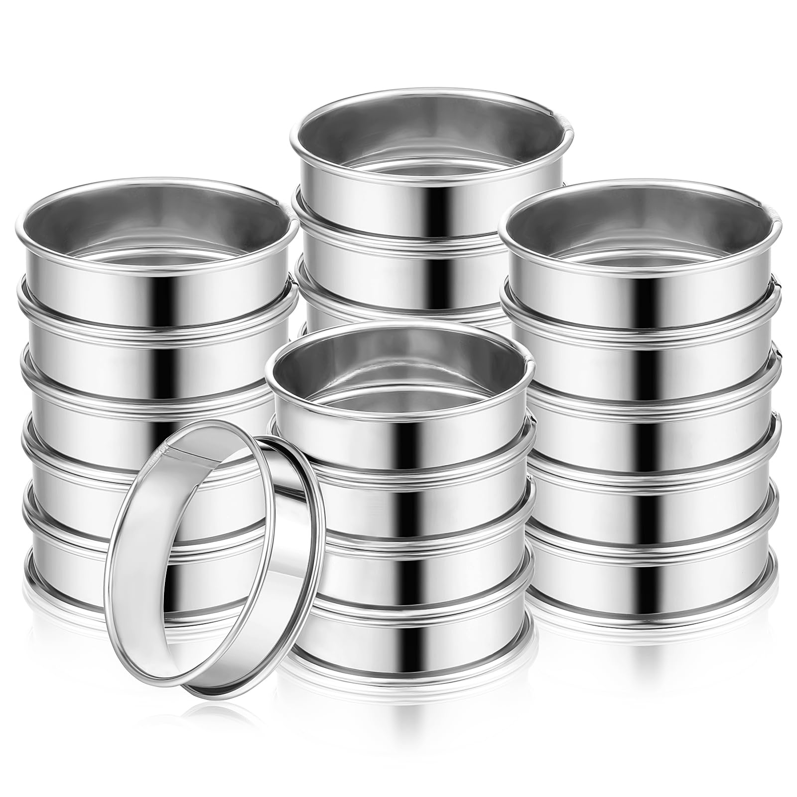 Tobeelec muffin rings 3.15in diameter 8cm silver