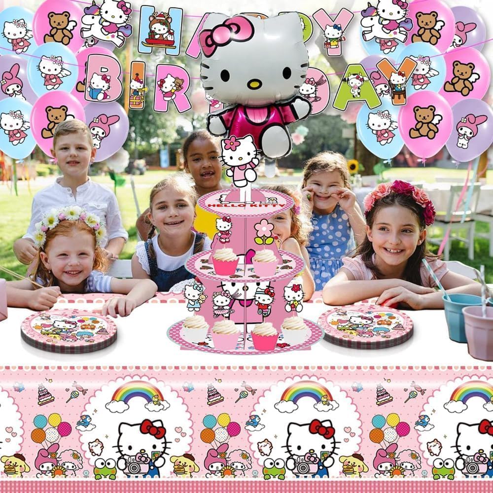 Kitty themed party display with plates holders and topper by TOCKFIT