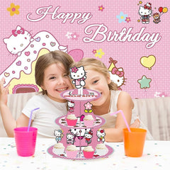Kitty theme decorations by TOCKFIT showcased on foldable stand