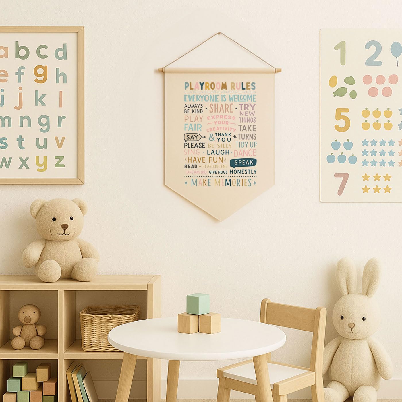 Ready to hang wall banner with cotton twine