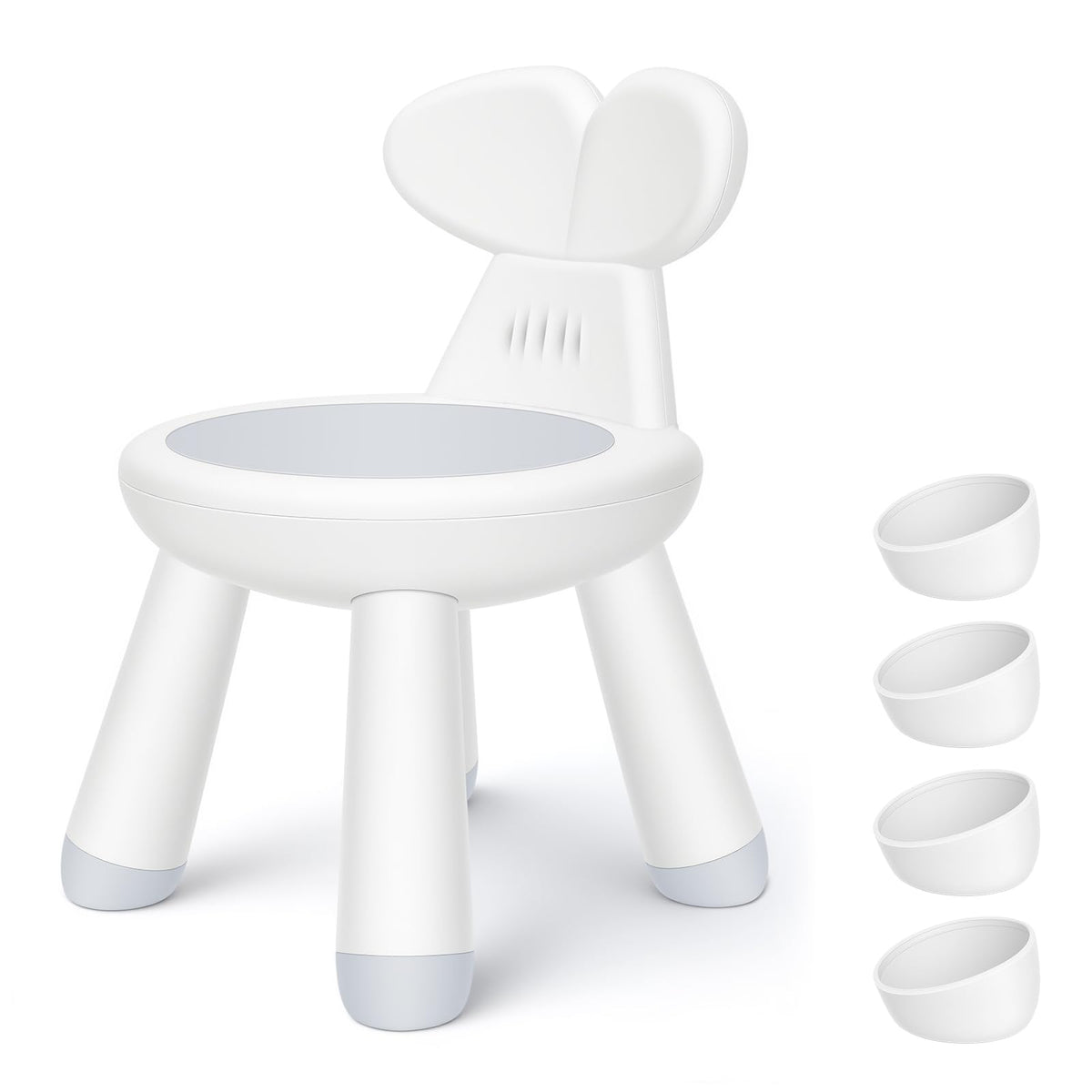 Toddler Chair for Table white plastic with ergonomic backrest