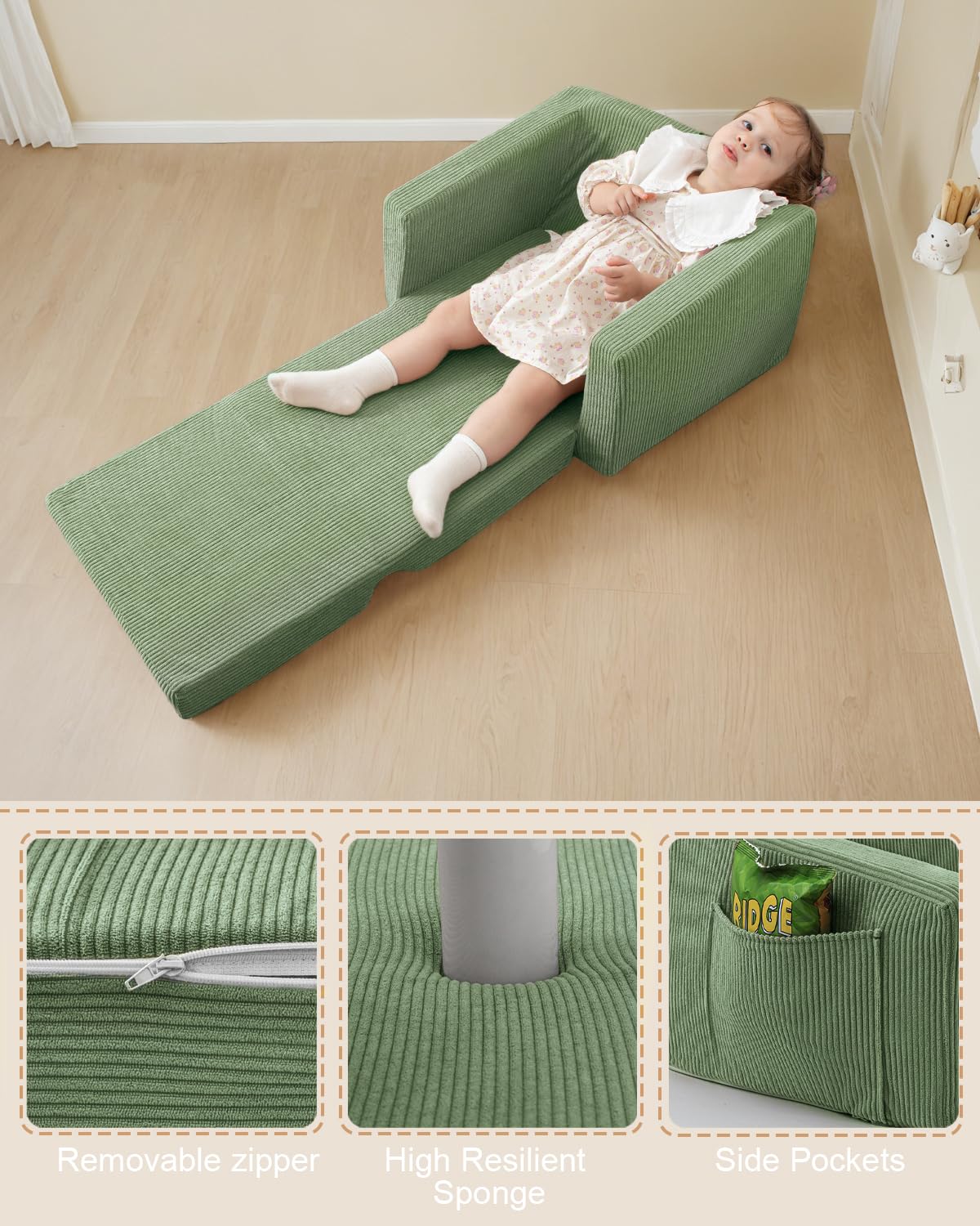 Removable cover on toddler couch machine washable