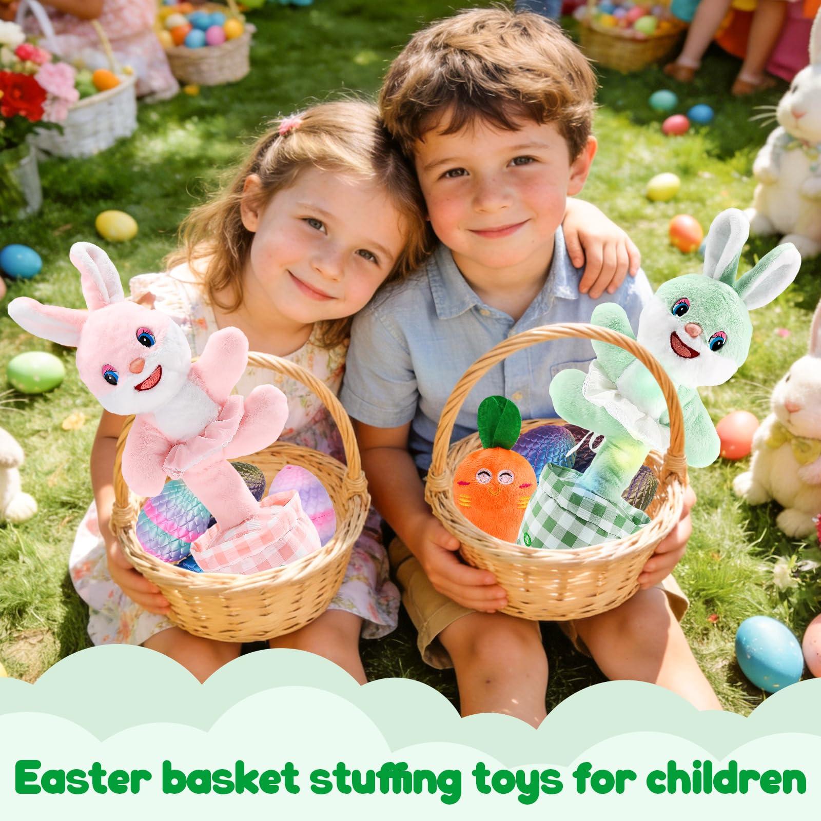 Dancing bunny plush with LED lights for toddlers