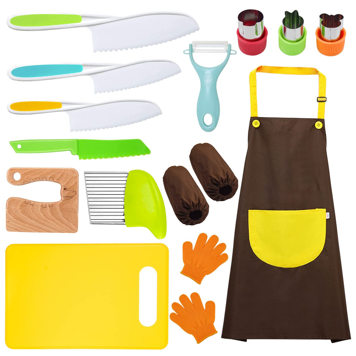 Toddler knife set with wood safe knife
