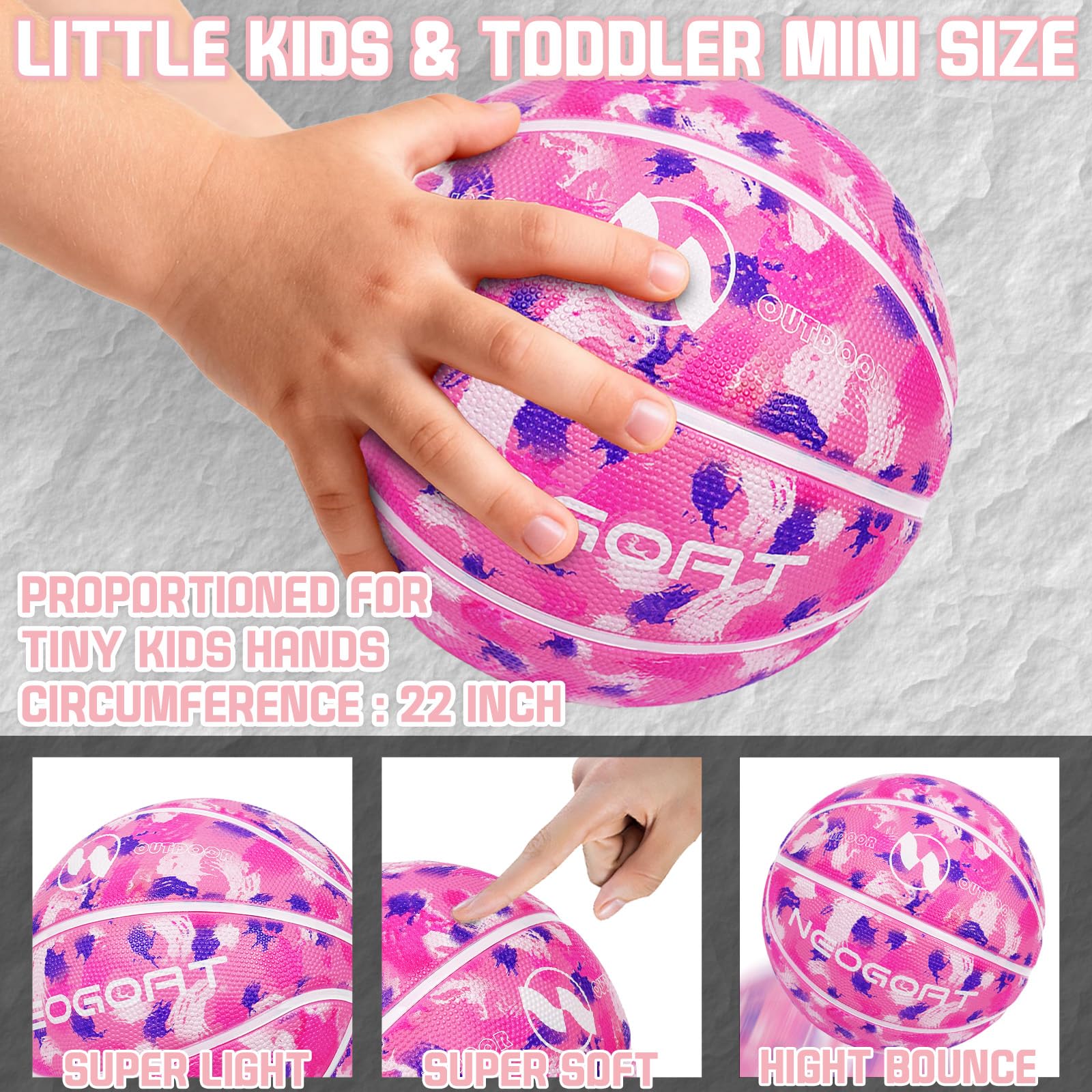 textured grip surface on pink basketball