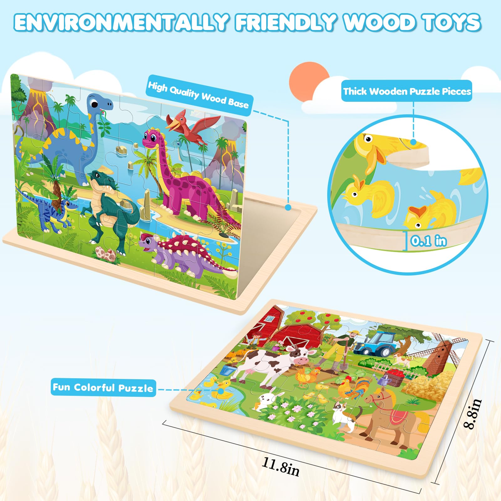 Zoo themed wooden puzzle for kids 3-5