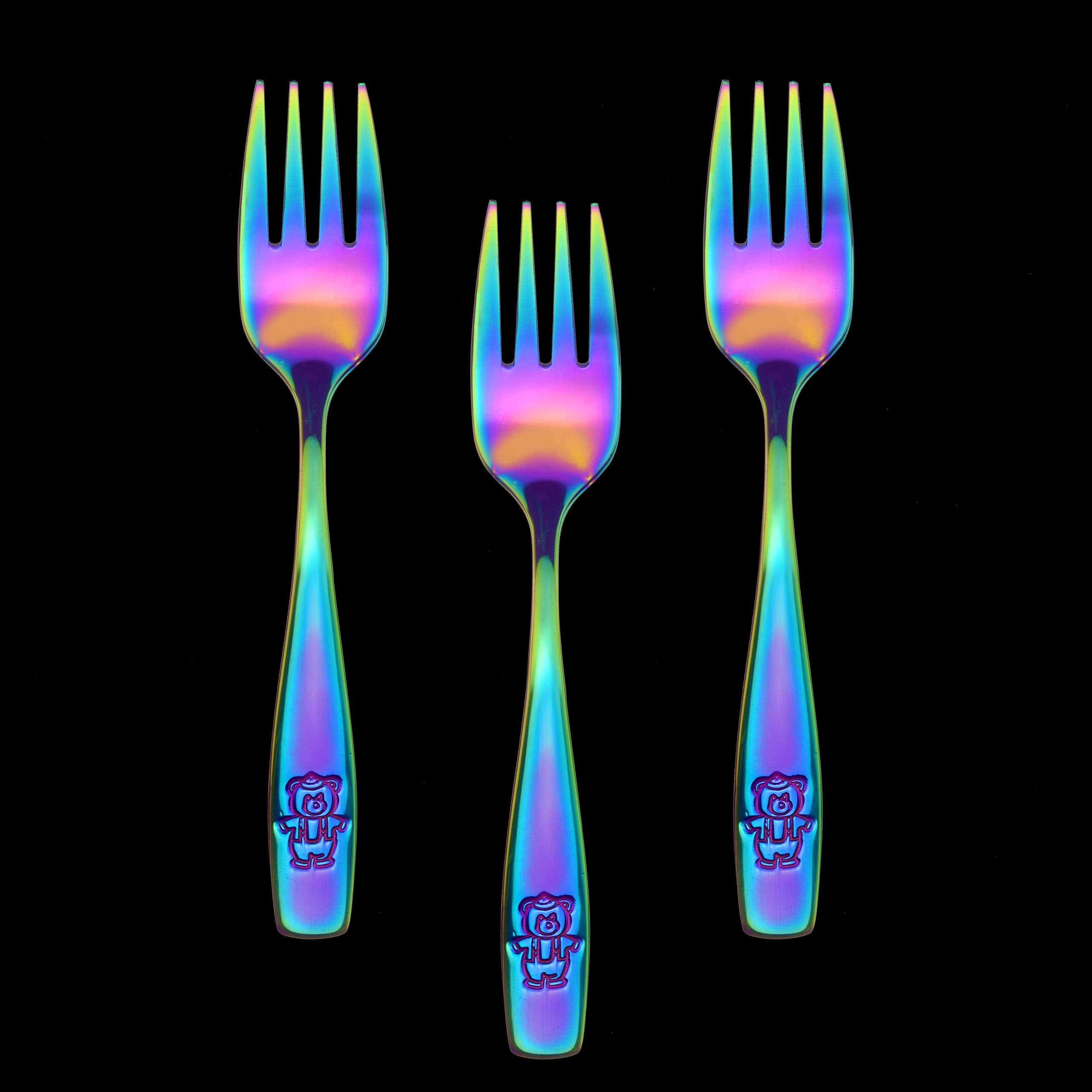 Stainless steel #430 18/0 rainbow kid forks 5.75 inch