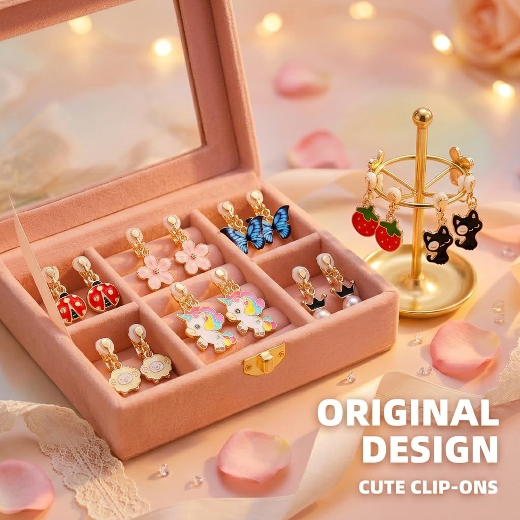 Non-pierced clip on earrings set for ages 3 to 12