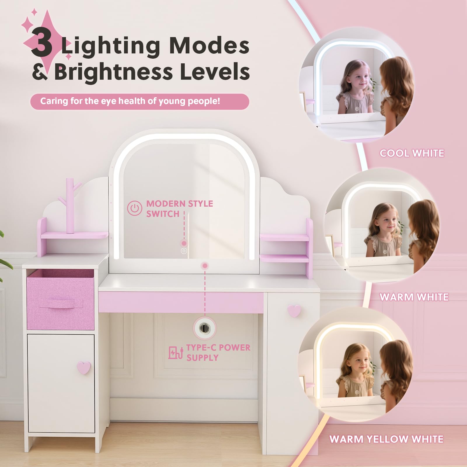 Toddler vanity table and chair dimensions