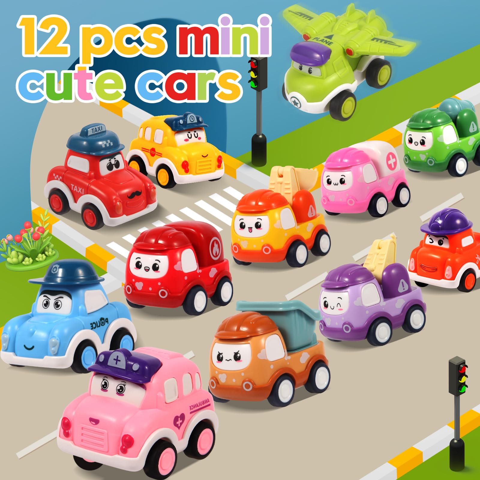 toddler safe pull back cars set 12 pcs