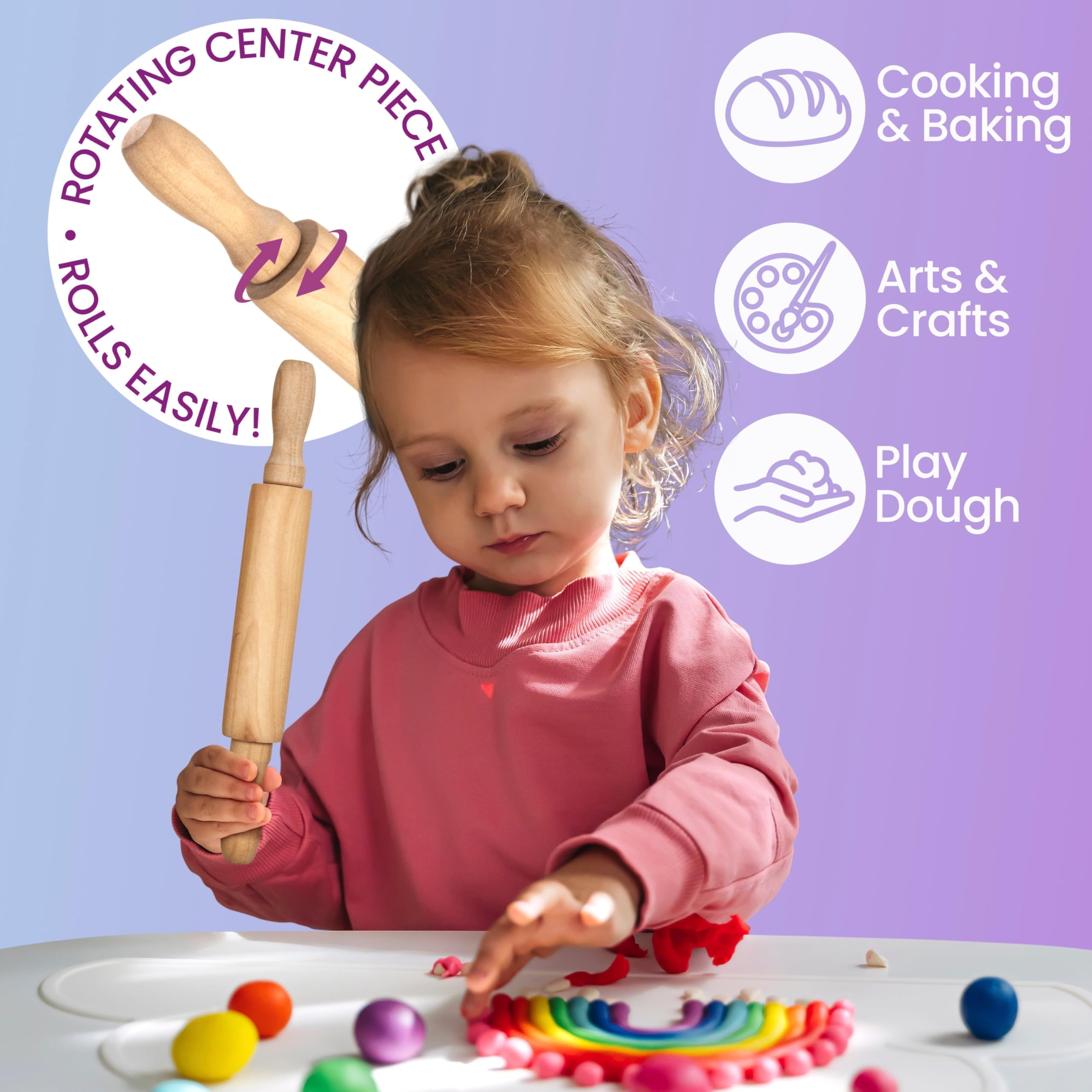 Versatile mini rolling pins for kitchen and craft table