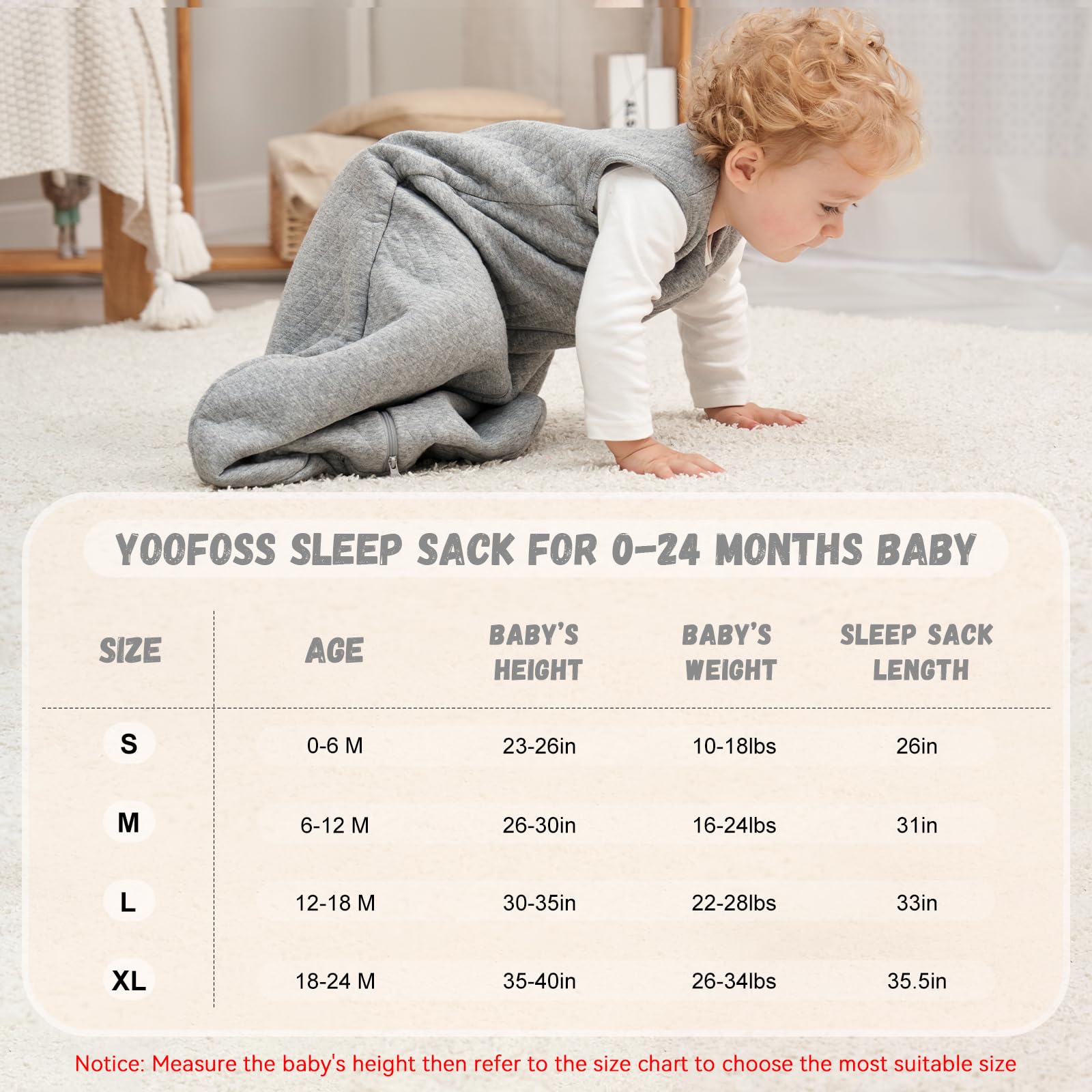 TOG 2-5 winter sleep sack with 2-way zipper