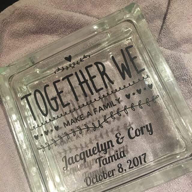 Glass block with lid for unity sand ceremony