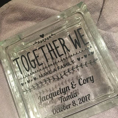 Glass block with lid for unity sand ceremony