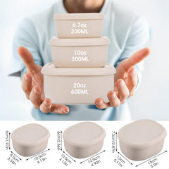 Three sizes nesting silicone containers 6.7oz 10oz 20oz