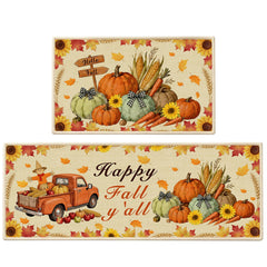 TOLDATLI Fall Kitchen Rugs pumpkin truck design 17x29 mat