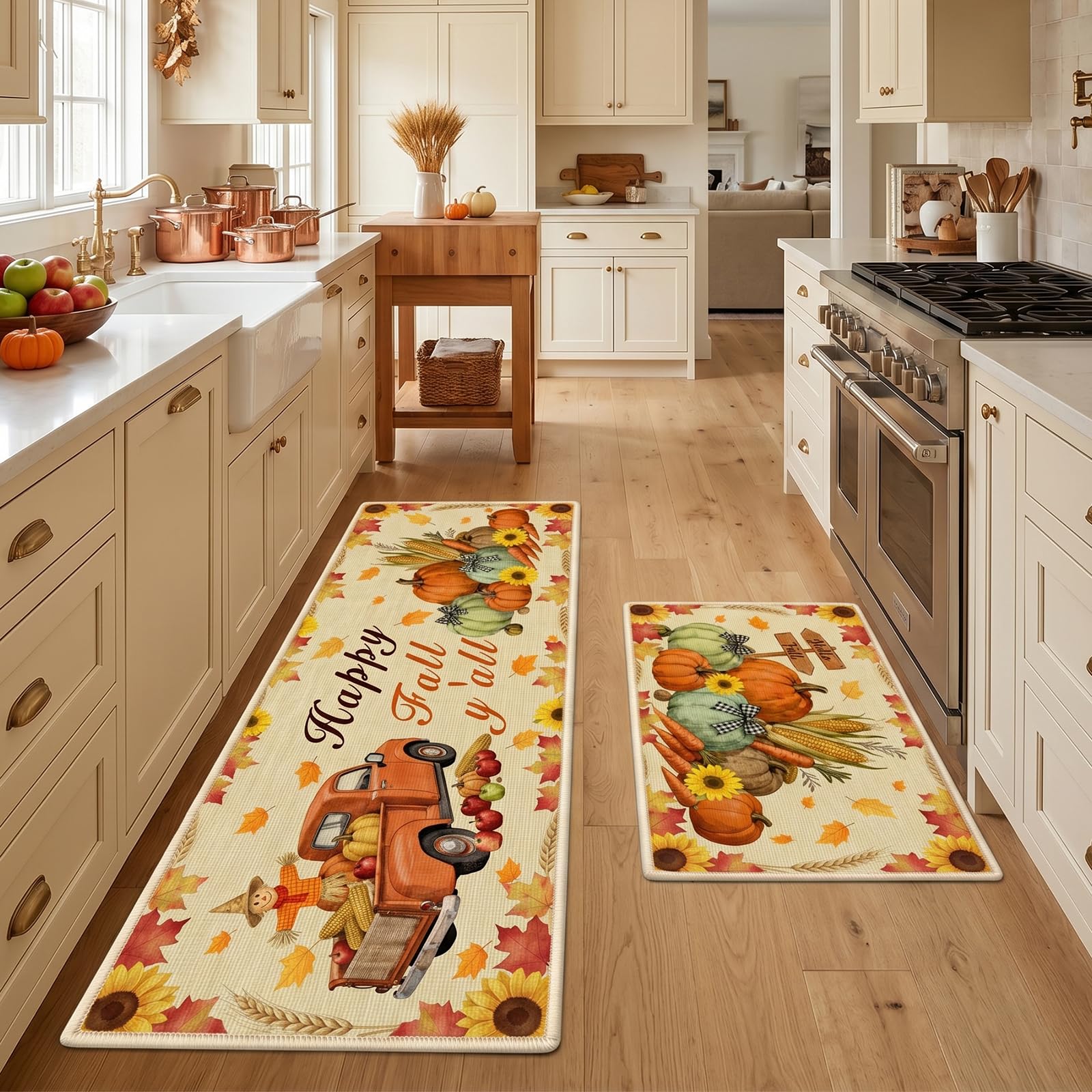 TOLDATLI Fall Kitchen Rugs easy to clean microfiber