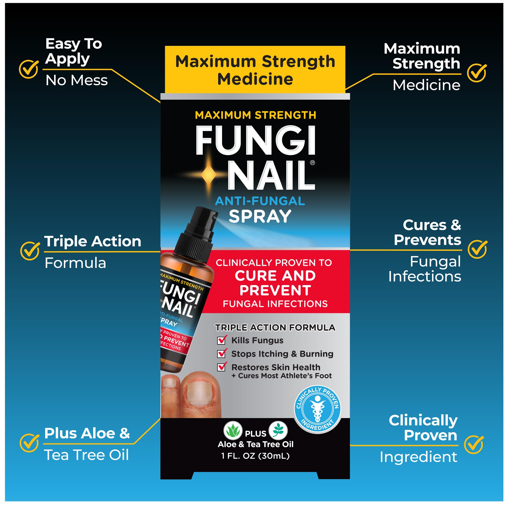 Toe fungus treatment spray for nails and feet
