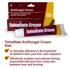 Tolnaftate 1% cream used for athlete's foot ringworm packaging