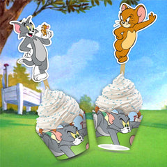 Tom & Jery cupcake wrapper for standard-size cupcakes with cartoon design