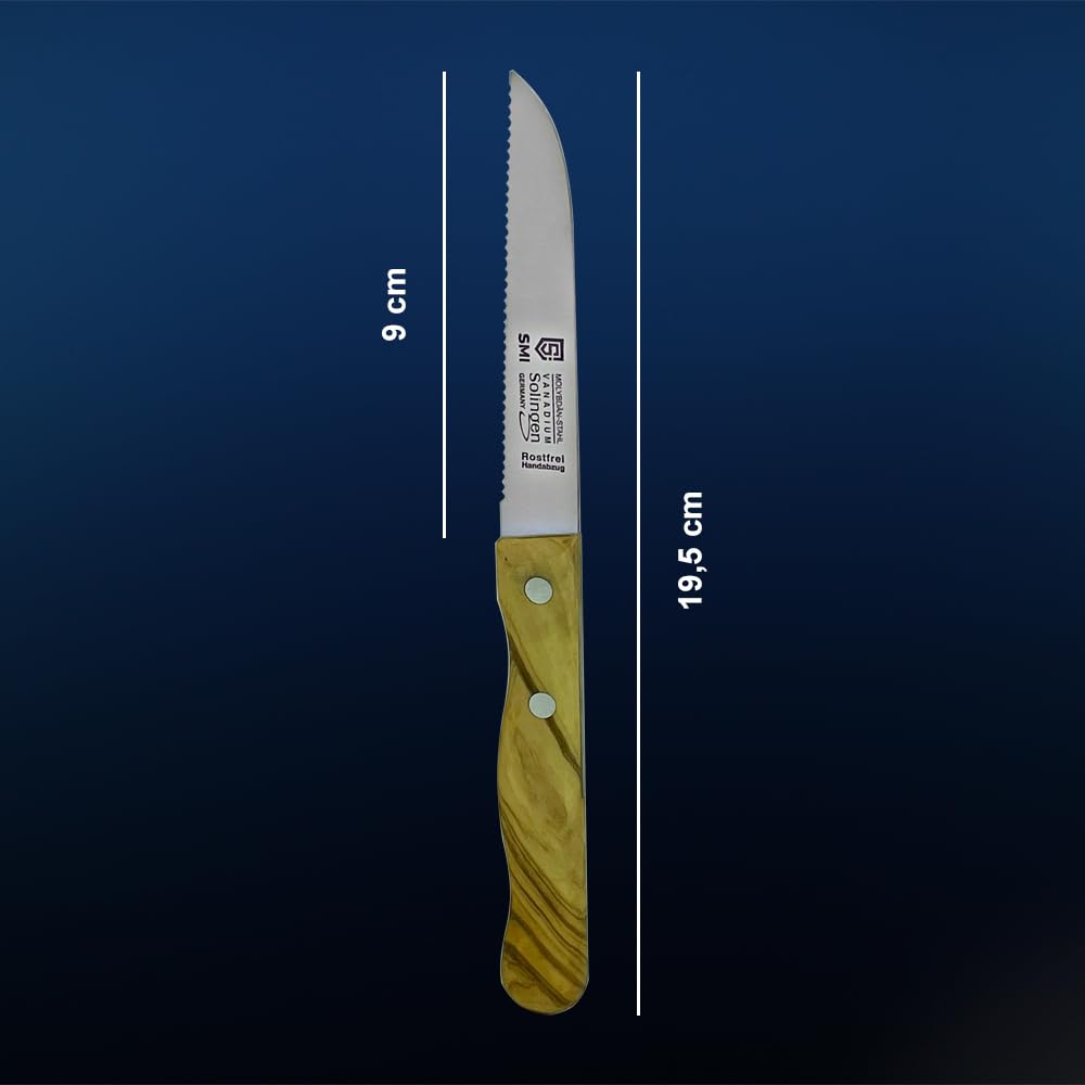 9 cm blade length and 19.5 cm total length of tomato knife