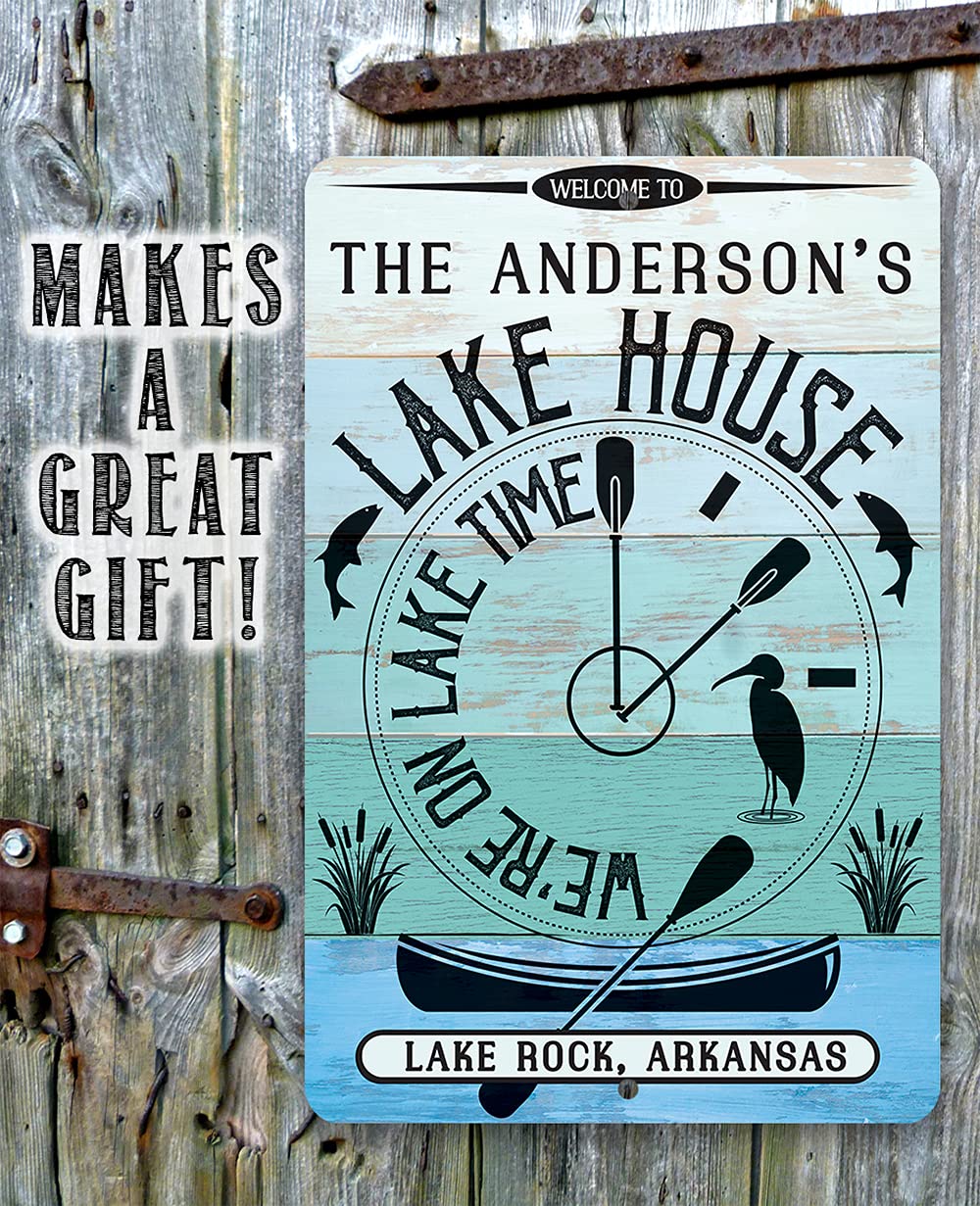 Made in Tomball Texas family shop personalized lake sign