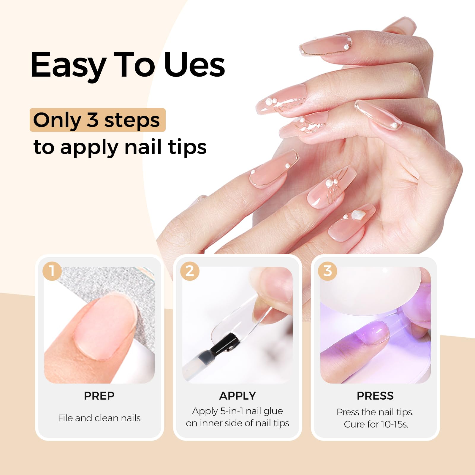 Brush on nail glue ease of use no-drip formula