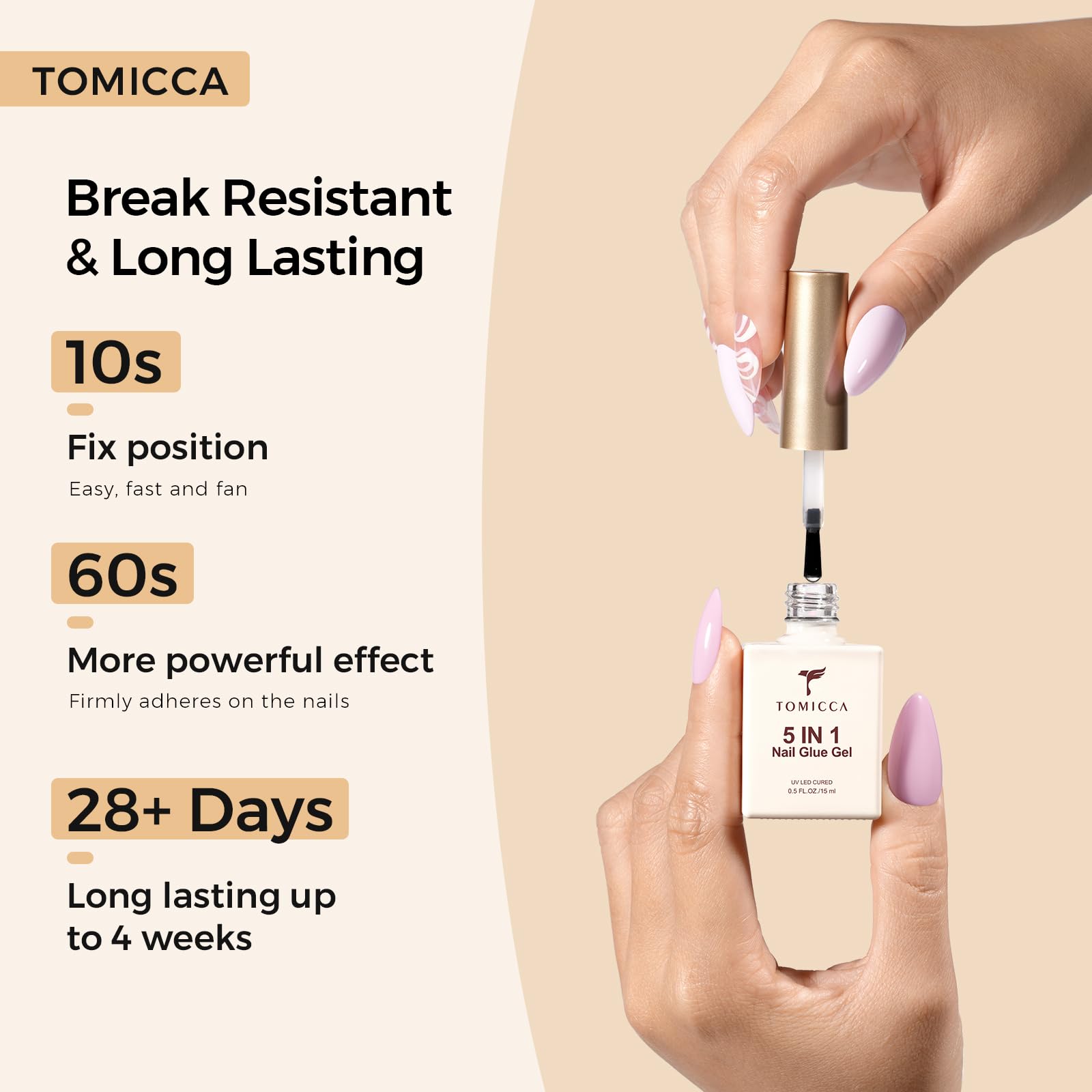 Clear nail adhesive for safe natural nail protection