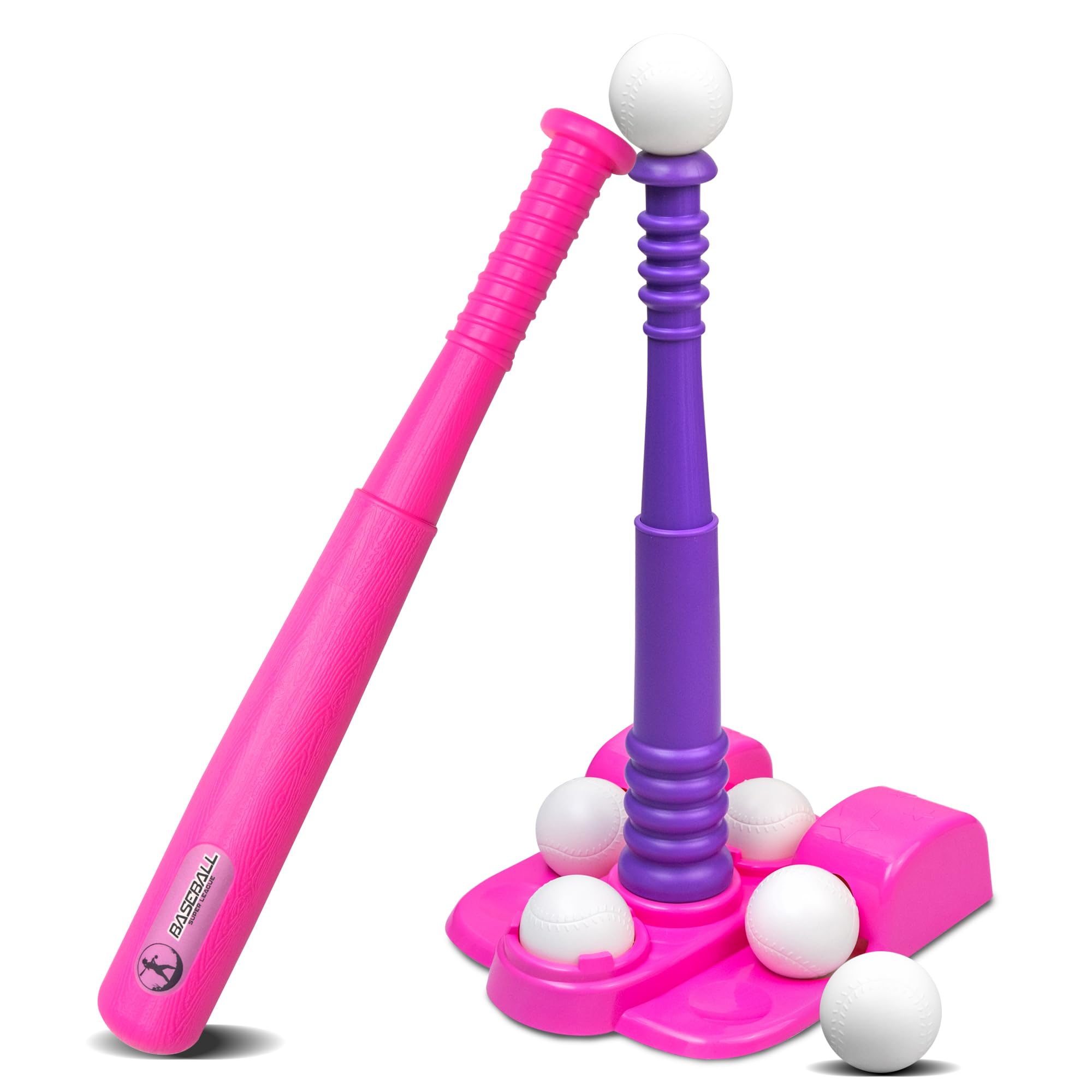 TOMLEON T Ball Stand for Girls 3-5 5-8 with storage net
