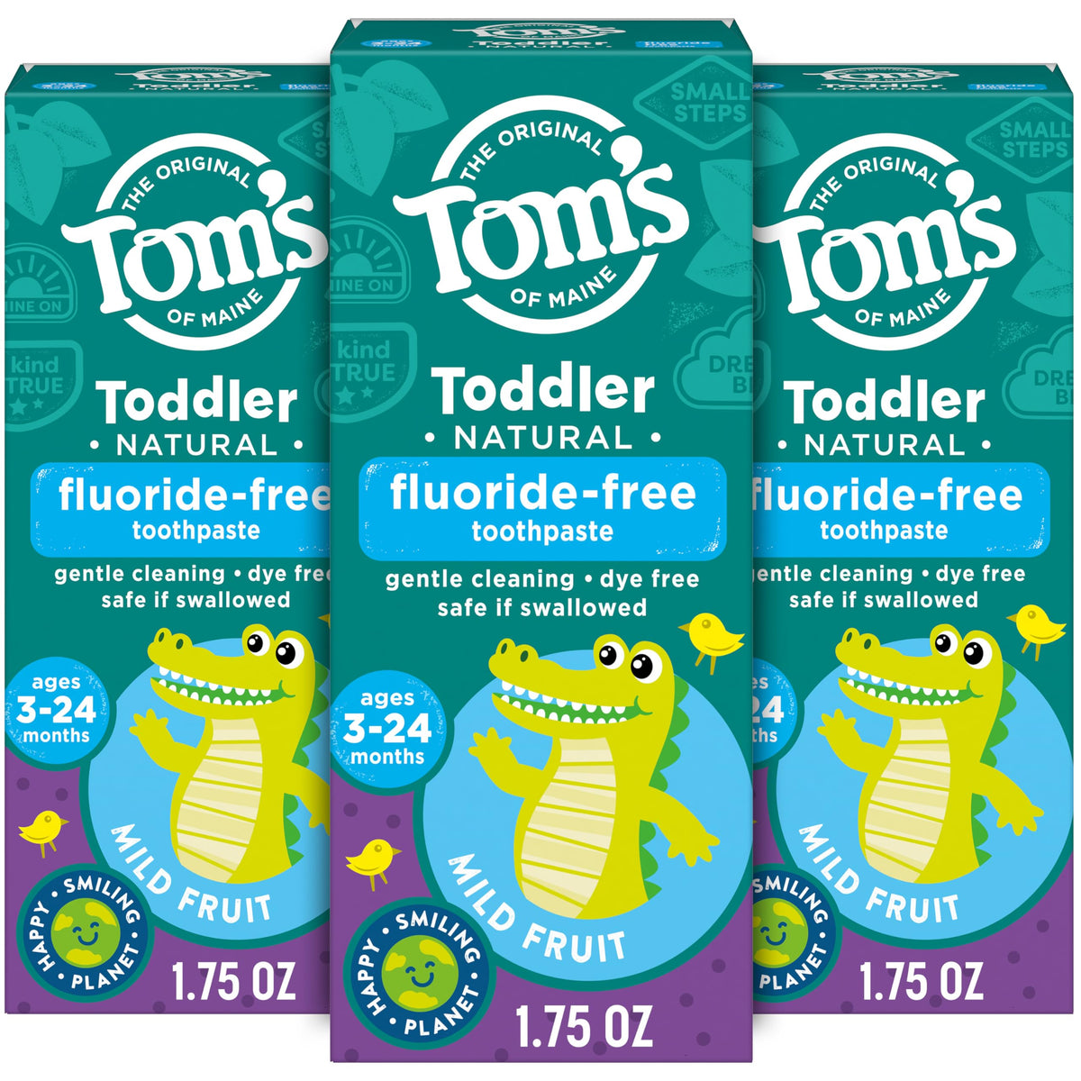 Tom's of Maine Toddler Fluoride Free Toothpaste Mild Fruit 3 Pack tubes