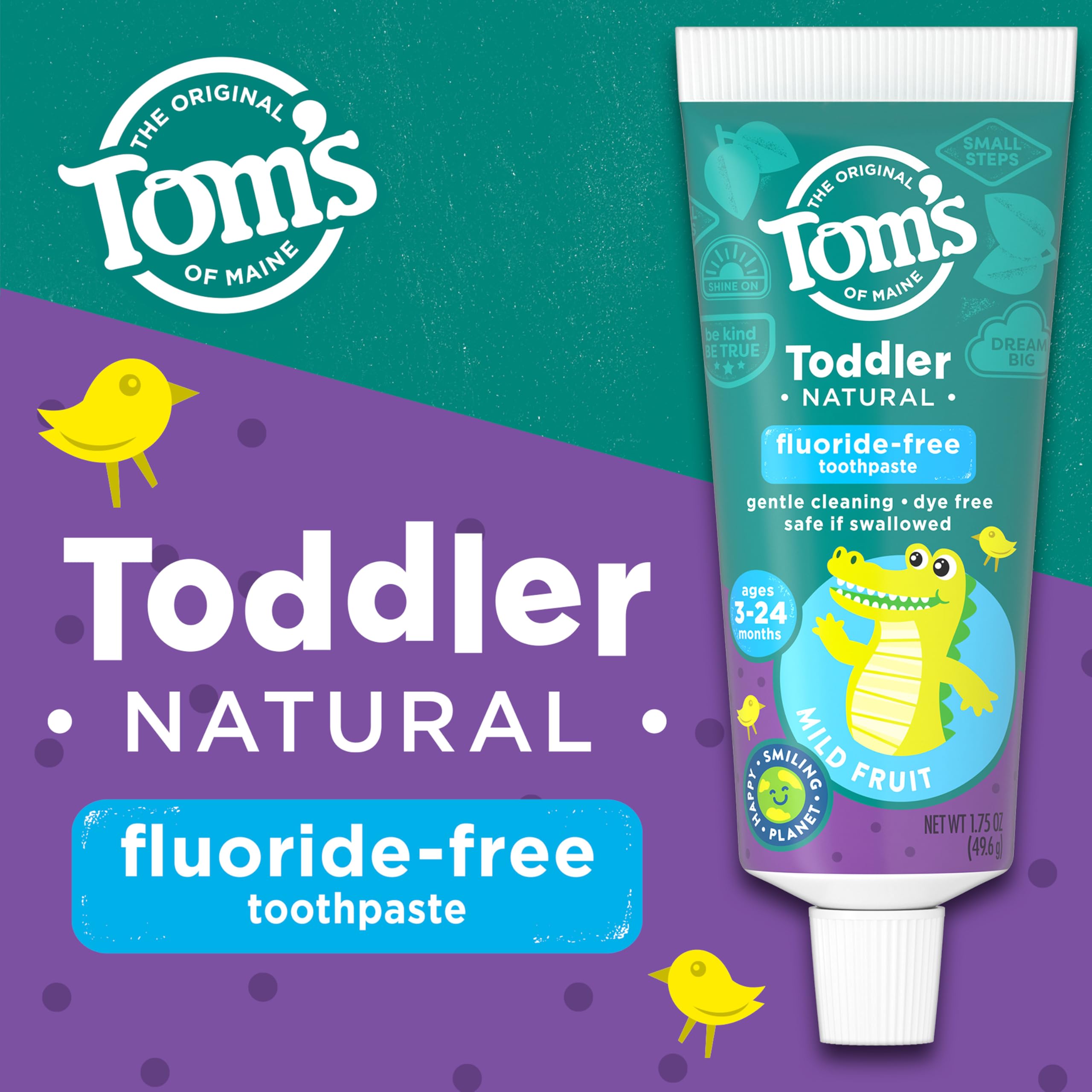 Three 1.75-ounce tubes Tom's of Maine Toddler Training Fluoride-Free Toothpaste