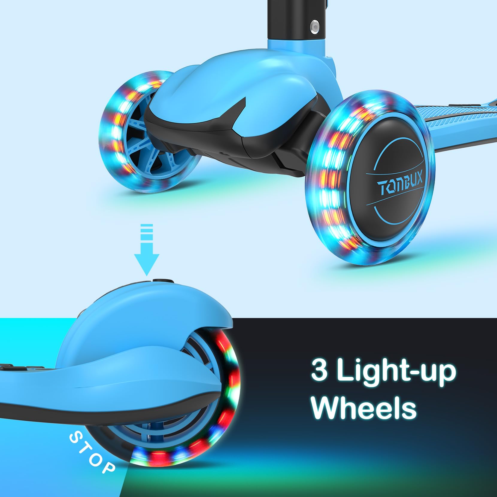 Wide 5 inch anti-slip deck on TONBUX scooter
