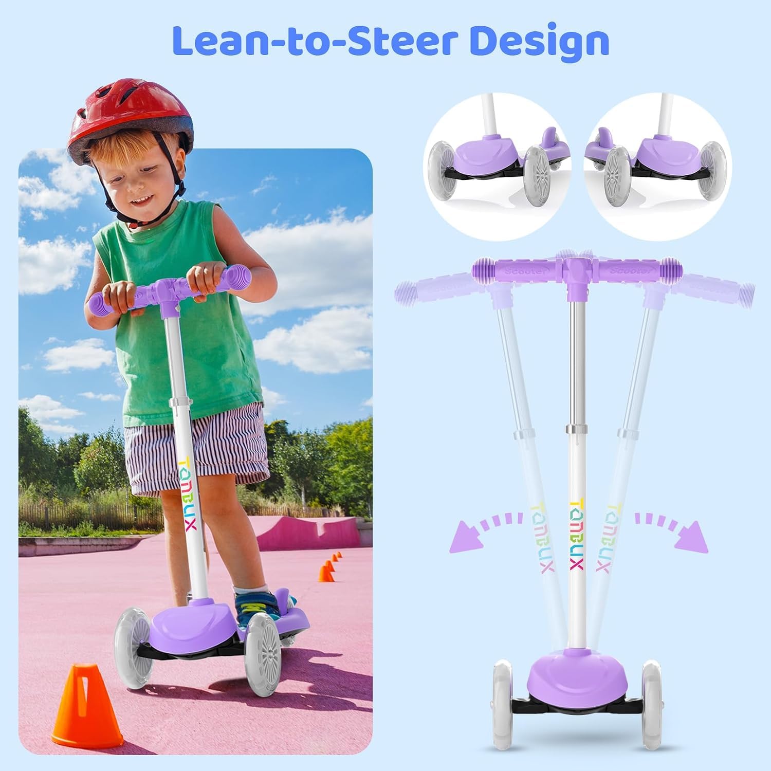 Light up deck and wheels on TONBUX scooter