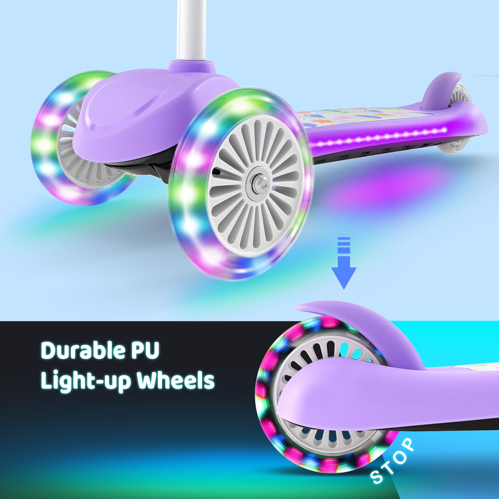 TONBUX Kids Scooter 4 height levels for growing kids